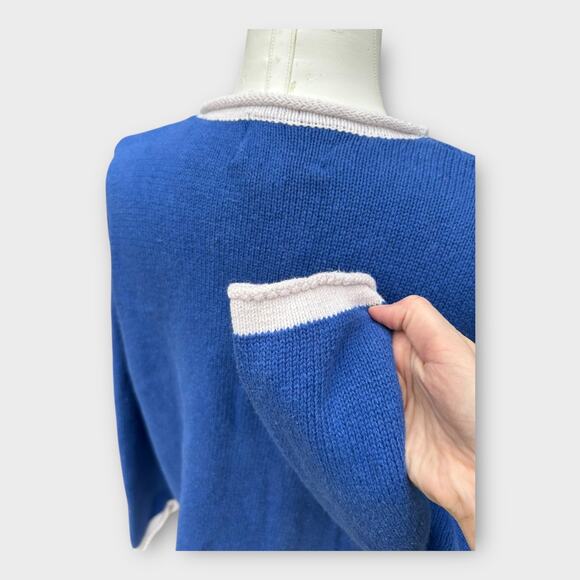 VTG Heirloom Collectibles Snowman Christmas Cardigan Sweater Blue Women's Large - Picture 9 of 12